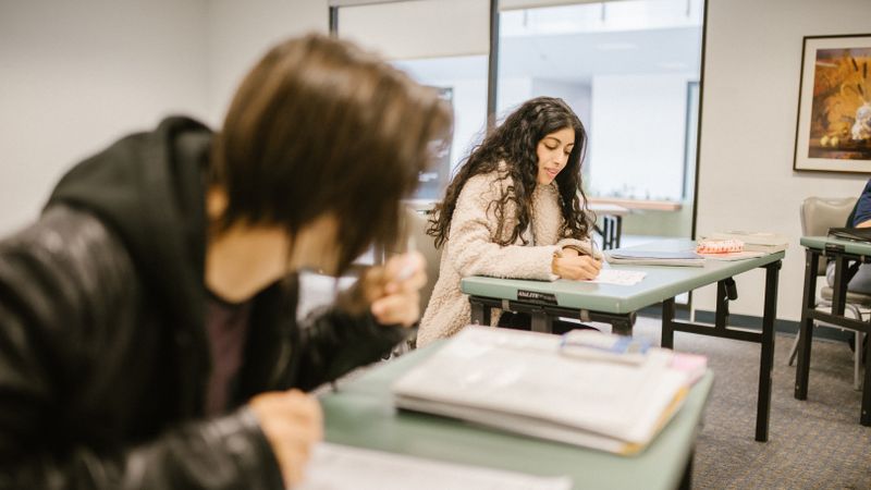 Deux étudiantes révisant ensemble un cours de data science